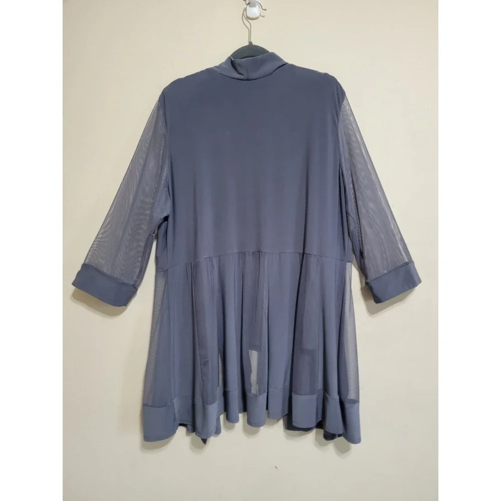 R&M Richards‎ Shrug Top Womens Size 18 Gray Sparkle Sequin Layered Shirt Stretch